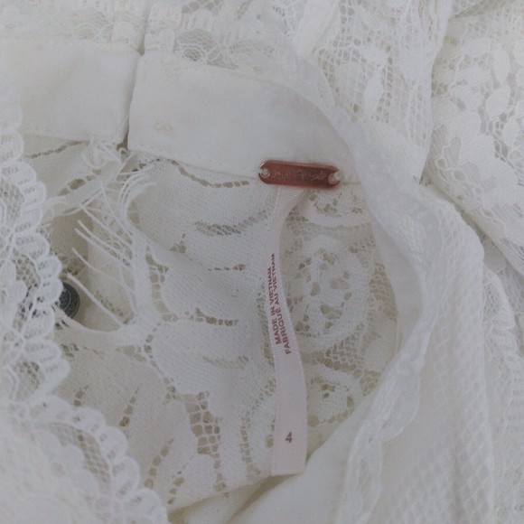 Free People Dress Womens 4 Ivory White Verushka Halter Neck Sleeveless Lace Mini - Picture 9 of 14